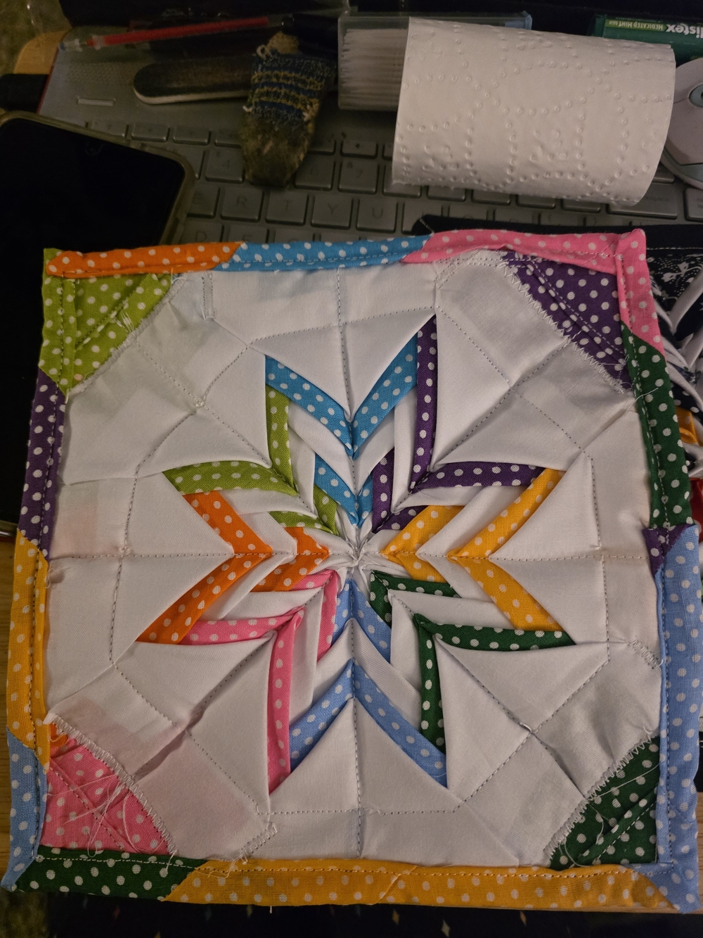 Handmade Polka Dot Star Potholder/trivet- With Insulated Thermal Batting